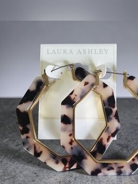 Laura Ashley Geometric Resin Hoop Earrings Tortoiseshell Pattern